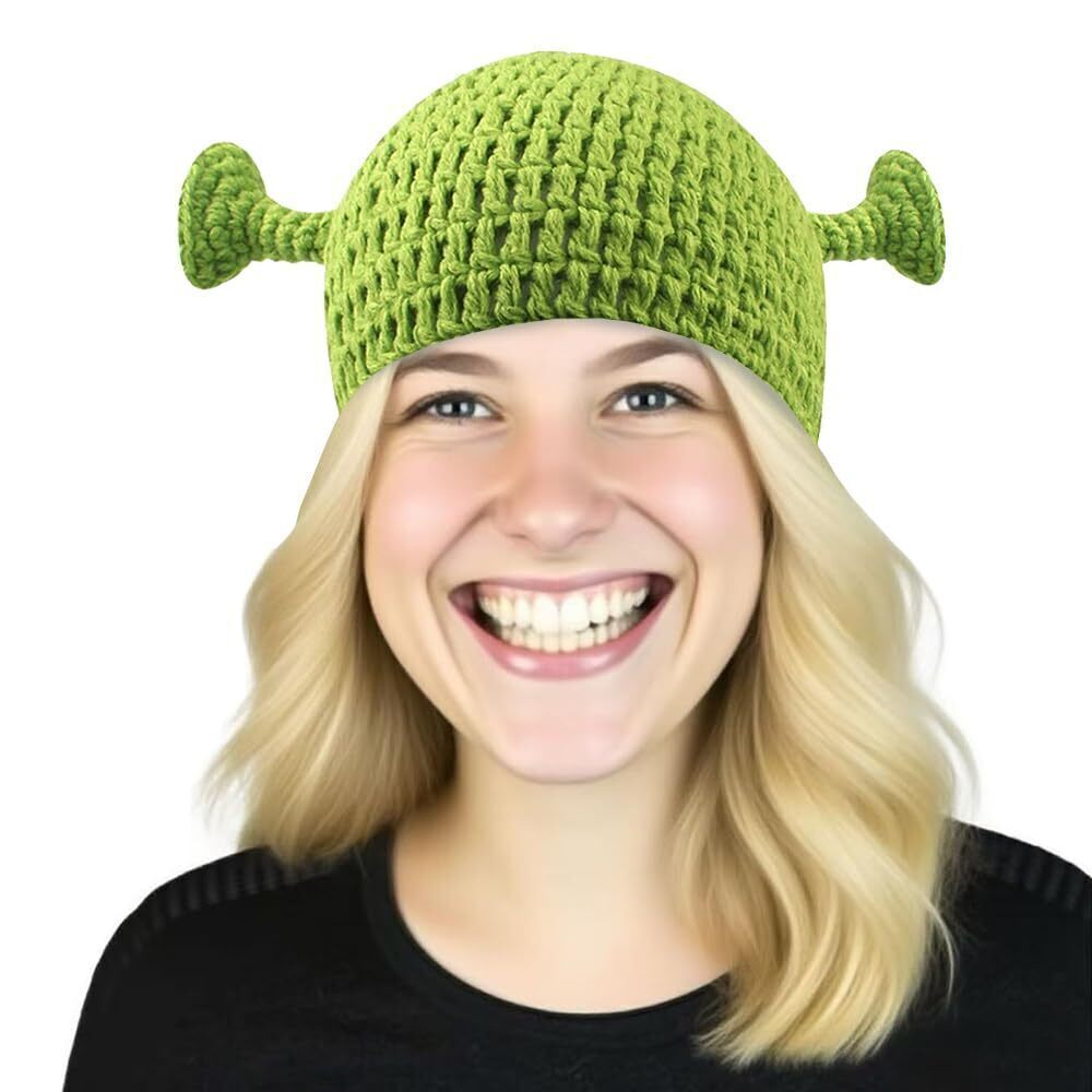 1156 Green Ears Hats Adult Cosplay Prop Halloween Cosplay, Green Beanie Hat